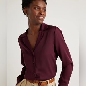 Quince washable silk v neck shirt